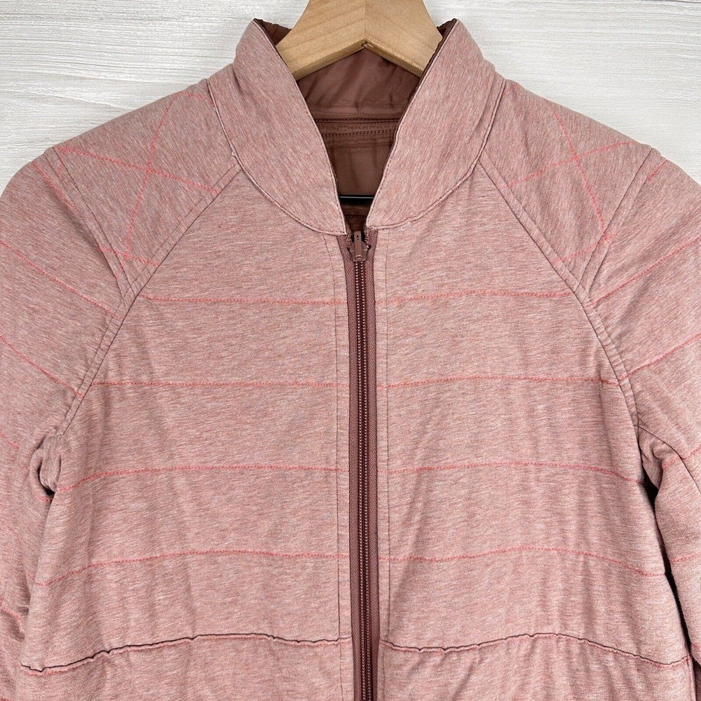 Lululemon The Bomb Bomber‎ Reversible Jacket Women Size 4 Bark Berry Rose Pink - Picture 7 of 16